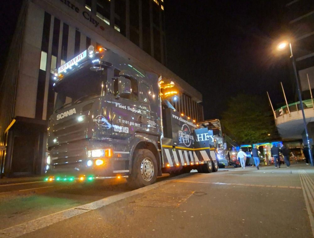 Our Scania recovery truck at night